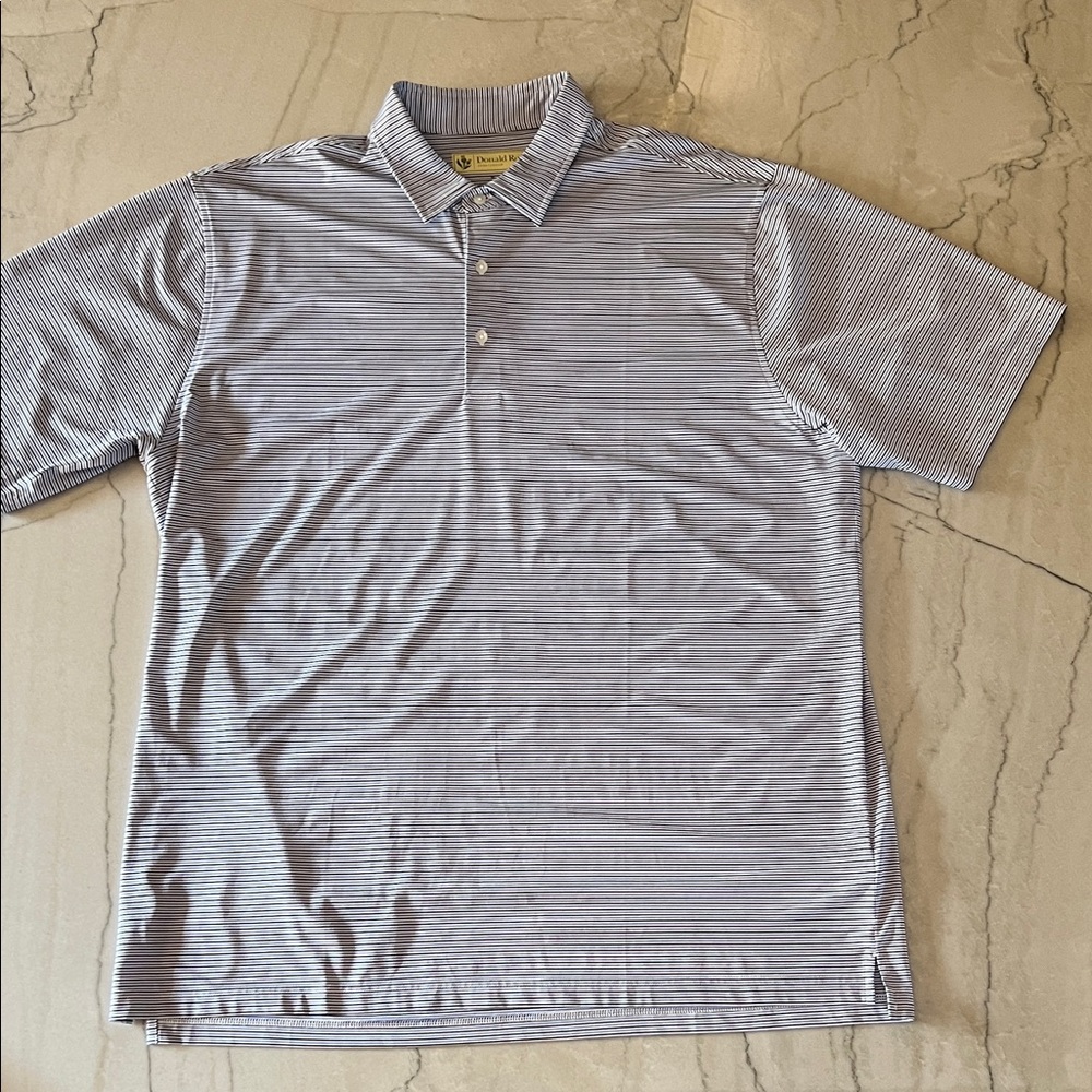 Donald Ross Striped Performance Golf Polo Shirt